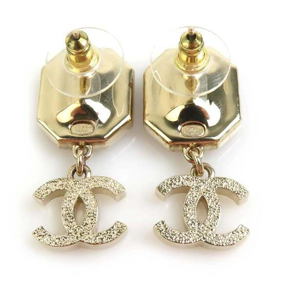 CHANEL Authentic Gold Logo Earrings